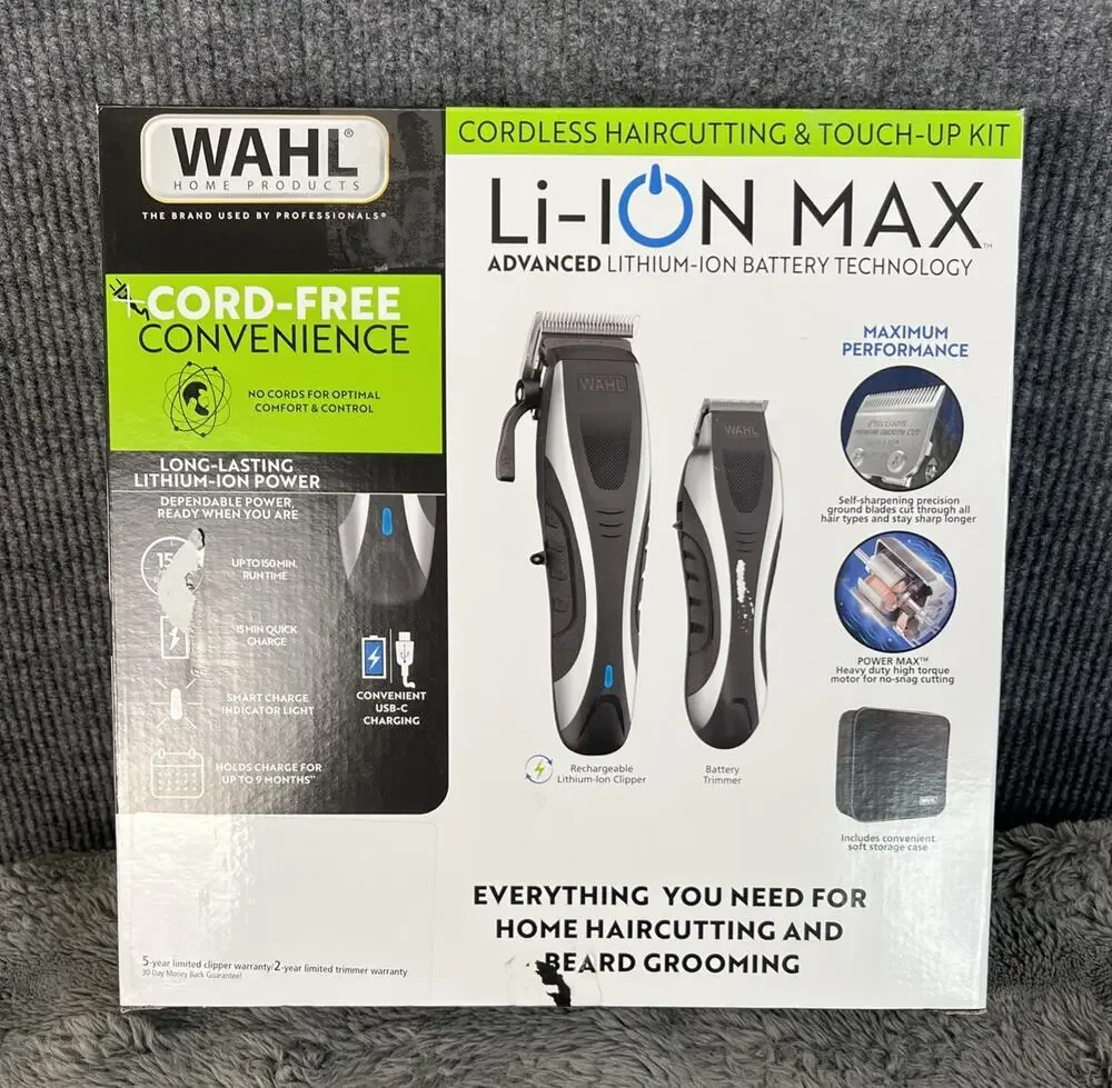 Wahl Li-Ion Max Rechargeable Cordless Haircutting & Touch Up Clippers Kit